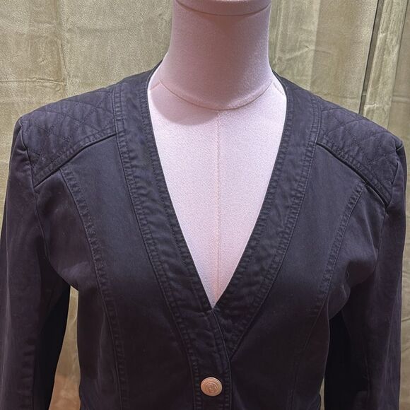 Pierre Balmain black denim buttoned mini dress, US4 - Picture 2 of 11